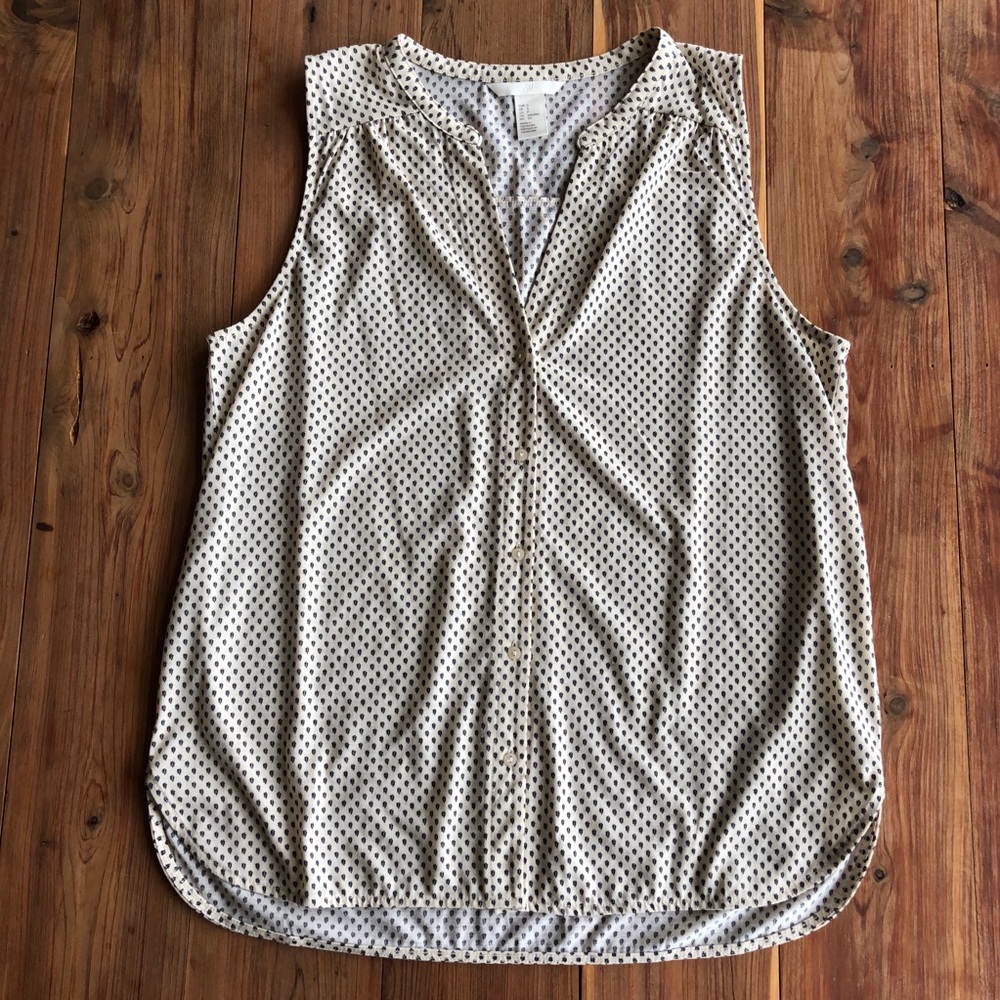 H&M Navy & Cream V-Neck Sleeveless Top